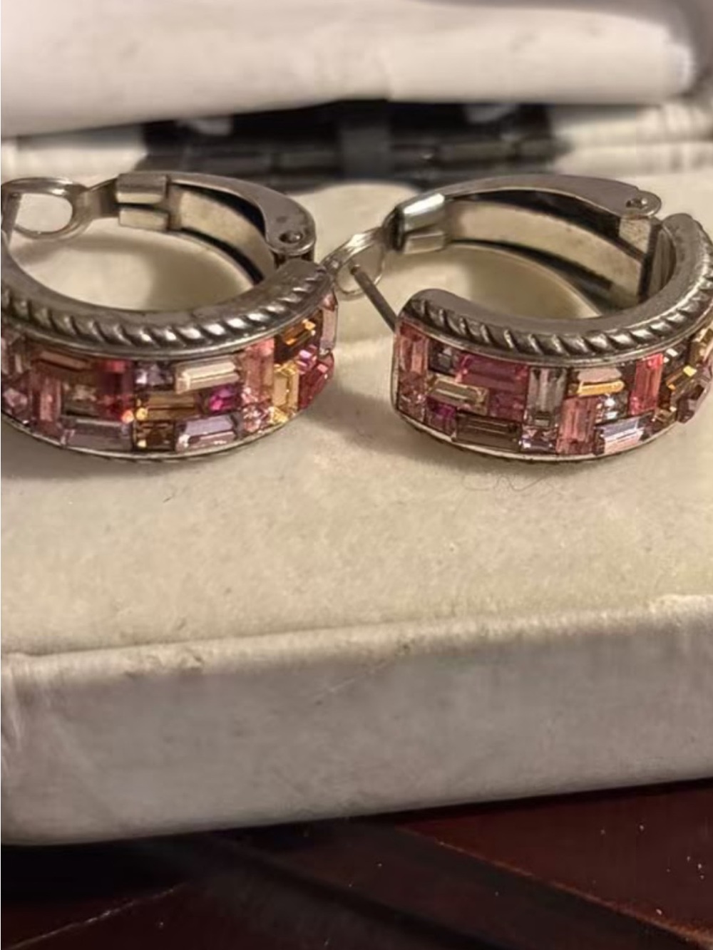Pink Crystal Hoop Earrings - Women Jewelry